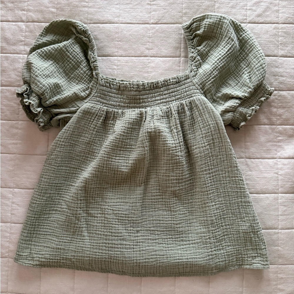 Worn Once! J. Crew Square Neck Puff Sleeve Swing Top • Size M